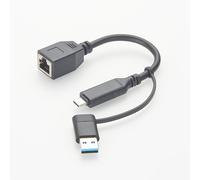 USB-A USB-C 2-in-1 to Gigabit RJ45 Ethernet Adapter, Realtek RTL8153B Chipset, 10/100/1000Mbps for Laptop PC Raspberry Pi