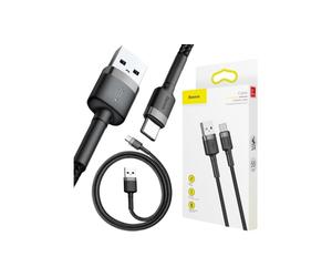 USB-A/ USB-C CABLE Cafule 50cm 3A QC 3.0 BLACK GREY CATKLF-AG1