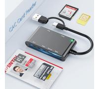 USB-A + USB-C CAC ID Reader Military 7in2 Smart Card Reader,DOD Military USB Common Access CAC Reader SIM/SD/TF/M2/ID/IC/PIV Reader Compatible with Windows,Linux,MacOS X,Support Belgium Spain Germany