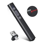 USB-A/USB-C Presentation Clicker for PowerPoint Presentations Pointer, Wireless Presenter Remote, Google Slide Advancer Projector Smart Board Slideshow PPT Clicker for Mac/Laptop/Computer/Office