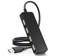 USB Adapter, 4-Port Extender for Laptop, PC, MacBook, Mac Pro, iMac, Surface Pro and More (Black - USB 2.0/1m)
