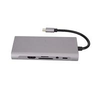 USB Adapter Plug, 4K 30Hz Supported, 5Gbps Transmission, 87W PD Charge USB C Hub 11 in 1 Memory Card Reader 100Mbps RJ45 USB 3.0 Docking Station with Aluminium Alloy for Laptop PC