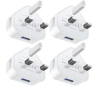 USB Adapter Plug UK 4 PACK, Phone Charger Plug 5V 1A/ 3 PIN USB Wall Plug Socket Charging compatible with iPhone 14/14 Pro/14 Plus/14 Pro Max/13/12/11/XR/XS Max/SE/8/7/6/5