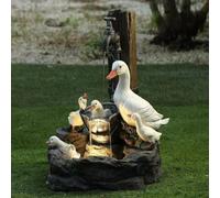 USB and solar water features indoor and outdoor three squirrels sculpture fountain statue garden LED light pool waterfall decoration, 30 * 18cm,B