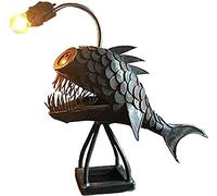 USB Angler Fish Table Lamp Industrial Table Lamp Farmhouse Reading Desk Lamp Vintage Side Table Lamp for Home Office Bedroom Living Room