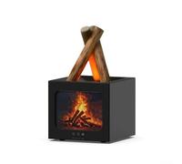 USB Aroma Diffuser With Simulated Campfire Flame Effect, 7-Color Ambient Light And Essential Oil Compatibility Featuring Safety Auto Shut-Off(Black)