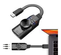 USB Audio Adapter, Driver Sound Card, Virtual 7.1 Surround Sound USB to Optical Audio Adapter with Volume Control, USB to Audio Jack, Portable USB Audio Interface for League of Legend, Headset, H