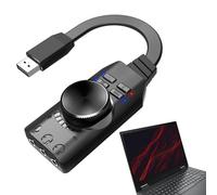 USB Audio Adapter | Virtual 7.1 Auxiliary Surround Sound to USB with Volume Control | Portable USB Audio, 3.5mm Sound Card, Driverless USB Audio Interface for