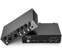 USB Audio Interface 2 in 2 out (24Bit/192kH) PC/Mac Compatible with 48V Phantom Power Supply for Guitarists, Vocalists and Producers High Fidelity Studio Quality Recording