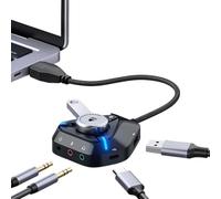 USB Audio Interface for Pc - Type-C Portable Interface Splitter, 3.5mm Jack USB Audio Card | for Headphone Volume Control Speaker Studio Home Guitar Podcast Music Recording Game