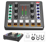 USB Audio Mixer with Real-Time Sound Card Effects & Voice Changer, DJ Mixing Console for Live Streaming, Podcast, Gaming & Online Meetings