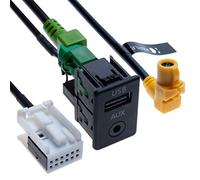 USB AUX Car Switch + USB 4 pin Connecting Wire + AUX 12 pin Harness Cable | Compatible with BMW 1 3 5 6 E81 E82 E87 E88 E90 E91 E92 E93 E60 E61 F07 F10 F11 E63 E64 F06 F12 F13 Vehicle radio | 1.5 m