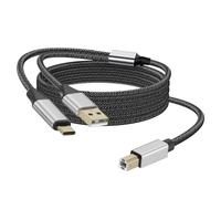 Usb B to Usb C 2 IN 1 Printer Cable 4.9FT Midi Keyboard Cable Compatible with Yamaha Casio Digital Piano Akai Mpk Mini Mk3 Professional LPK25, Printer Usb Cable for HP DeskJet 2820/2810e Envy 6120e