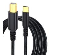 USB B to USB C Cable for Yamaha Casio Digital Piano, Musical Instrument Adapter for FlexMIDI Vortex, 2M Type C to Type B OTG Printer Cord for MacBook Pro (Black, 2m)