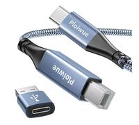 USB B to USB C printer cable 4.5 M equipped with USB A to USB C female adapter, suitable for HP/Epson/Cano printers and scanners with compatible with MacBook Pro iMac XPS Acer ASUS laptop