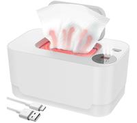 USB Baby Wipe Warmer with LED Light Thermostat 40-55℃ Baby Wipe Heater 40-55°C Adjustable Wet Wipe Warmer Portable Baby Wipes Dispenser for Car Home Baby Nursery(White)