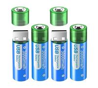 USB Battery AA Rechargeable 3000mWh/Lithium - 4 pcs 1.5V Li-Ion AA Battery Rechargeable High Capacity Batteries Quick Charge in 1.5 hours