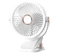 USB/Battery Powered Clip On Fan With Night Lamp Strong Clamp Small Fan 3 Speed Airflows Quiet Desk Fan For Office Home