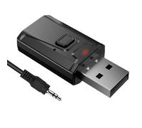 USB Bluetooth 5.0 Adapter 4-in-1 Car Bluetooth Transmitter Receiver with 3.5mm AUX Audio Adapter Wireless Transmitter Receiver Plug and Play for TV Home Audio System Car Headphones Speakers PC