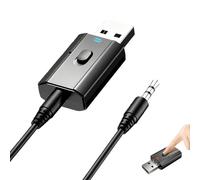 USB Bluetooth 5.0 Adapter, 4-in-1 Car Bluetooth Transmitter Receiver with 3.5mm AUX, Wireless Audio Transmitter Receiver Adapter for TV Home Audio System (Black, 1Pcs)