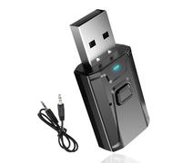 USB Bluetooth 5.0 Dongle Adapter with 3.5mm AUX, 4-in-1 Car Bluetooth Wireless Audio Transmitter Receiver, Plug and Play BT 5.0 Adapter for TV, PC, Home Audio System, Speakers, Headphones
