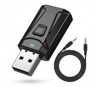 USB Bluetooth 5.0 Transmitter Receiver for TV PC Car, 2-in-1 Wireless Audio Adapter with 3.5mm AUX, Low Latency Dongle for Headphones Speakers, Plug and Play, Stable Connection for Home Stereo