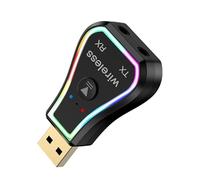 USB Bluetooth Adapter, Bluetooth 5.0 7 Colour RGB Ambient Light 2 in 1 Wireless Transmitter Receiver for PC TV Headphones Home Stereo