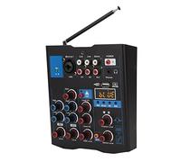 USB Bluetooth Mixing Board, Dual Microphone Mixer VHF Antenna Long Distance Reception Dust Proof 4 Channel for Karaoke for Live Streaming