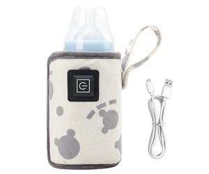 USB Bottle Warmer - PU Leather Material, Milk Warmer | 4 Inch Portable Insulated Bag 120g, Type-C Uniform Heating System Enhances Travel for Stroller Use