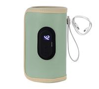 USB Bottle Warmer with Digital Display, 35-55°C Adjustable Temperature, Leather Aluminum Foil Velvet Insulated Thermal Cover 20x10cm, 18W Type-C Portable Milk Heater for Travel Feeding