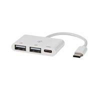 USB-C 2.0 hub with 2 USB-As / 1 USB-C, fast data transfer at 480 Mbit/s