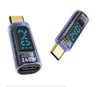 USB-C 240W Power & Data Tester with Blue Display, 2-Piece Set, Supports 40Gbps Transfer and 8K/60Hz Video, Aluminum Build