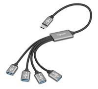 USB C 3.1 Splitter 1-in-4 Out Y-Adapter Cable 2 Feet, 5Gbps USB Type-C 3.1 Male to 4 Four USB-A 3.0 5Gbps Female Multi-Port Extender Connector Hub, Data Charger Power Splitter for iPhone 17/16 Series