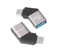USB C 3.1 to USB 3.0 Adapter 2 Pack,45 Degree Angled USB Female to USB C Male OTG Extender Converter Connector Supports Charging & 5Gbps Data Transfer for iPhone 16/15 Series, Galaxy S23, MacBook Pro