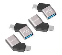 USB C 3.1 to USB 3.0 Adapter 4 Pack,45 Degree Angled USB Female to USB C Male OTG Extender Converter Connector Supports Charging & 5Gbps Data Transfer for iPhone 16/15 Series, Galaxy S23, MacBook Pro