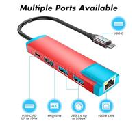 USB C Adapter 4K @ 60Hz Ethernet Dock Small Design Power 3 Data Transfer Suitable for Consoles 2 Consoles Dock with Gigabit Ethernet