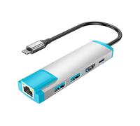 USB C Adapter 4K @ 60Hz Ethernet Dock Small Design Power 3 Data Transfer Suitable for Consoles 2 Consoles Dock with Gigabit Ethernet