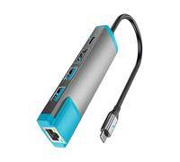 USB C Adapter 4K @ 60Hz Ethernet Dock Small Design Power 3 Data Transfer Suitable for Consoles 2 Consoles Dock with Gigabit Ethernet