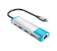 USB C Adapter 4K @ 60Hz Ethernet Dock Small Design Power 3 Data Transfer Suitable for Consoles 2 Consoles Dock with Gigabit Ethernet