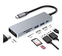 USB C Adapter for MacBook, 6 in 1 USB Type-C to 4K HDMI Multiport Adapter Hub Compatible with Type-C laptops Like as Macbook Pro,Dell XPS,Chromebook Pixel