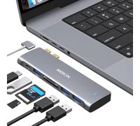 USB C Adapter for MacBook Pro/Air M1 M2, MOKiN Hub MacBook Pro Accessories | USB C Multiport Adapter Hub for MacBook with 3*USB 3.0;1*Thunderbolt 3(40Gbps and 100W PD Charging);SD/microSD Card Reader