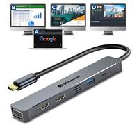 USB C Adapter HDMI VGA Hub for Triple Monitor, VIENON 5 in 1 Laptop Docking Station with HDMI 4K Dual +VGA 1080P + USB 3.0+PD 100W Comfortable for MacBook Pro, XPS More
