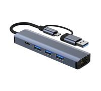 USB C Adapter Multiport Adapter Type C USB3.0 Data Transfer 100mbps/1000mbps Ethernet RJ45 Docking Station for Laptop Travel Ethernet Connectors