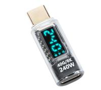 USB C Adapter Power Meter Tester PD 240W Fast Charging 8K 60Hz 40Gbps Transfer for Multi-device Users PCTransmission Rate USB C Male to Female