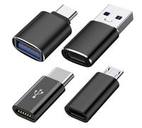 USB C Adapters 4 Pack, USB C to USB 3.0 OTG Adapter, Micro USB to USB C Adapter Compatible with MacBook Pro, Samsung Galaxy, Smartphones, Laptops, PC, in Car and More