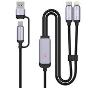USB C and Lightn-ing Cable 2-in-1, 100W 5A USB C/A Fast Charger Cord, Charging & Data Sync with LED Indicator for iPhone 16/16 Pro Max/15 Series, MacBook Air/Mini/Pro, and More (Braided, 6FT/Black)