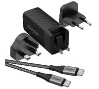 USB-C and USB-A Ports 65W PD GaN Wall Charger with EU / UK / US Adapters