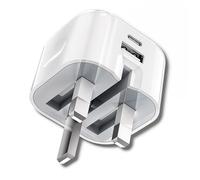 USB C and USB Plug, 38W Charging Adapter, 3 Pin UK Mains, Foldable, Travel, Super Fast Charger, for iPhone 16, 15, 14, 13, 12, 11 Pro Max, XS, XR, 8, SE, iPad, Samsung, Google Pixel, Multi-Device, PD