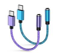 USB C Aux Audio Headphone Adapter for Samsung Galaxy S25 Edge Ultra S25+ A16 5G A54 A56 A36 A26 A14 S24 S23 A53 S22 S21 S20 Plus, Type C to 3.5mm Female Earphone Jack Adapter 2 Pack Dongle Cable Cord