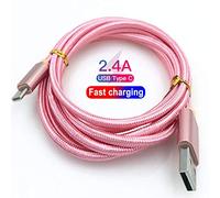 USB C Cable, [1-Pack/1M] Type C Cable - Nylon double Braided USB C Sync High Speed Charging for Blackview A80 A80 Pro BV5900 BV5500 Pro BV9100 BV9500 Plus BV9700 BV9800 BV9900E BV6300Pro (ROSE GOLD)